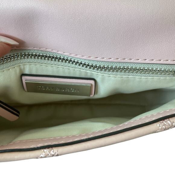 Tory Burch Willa Glazed Mini Belt Bag Crossbody Pink Rose Sachet Leather OS New - Picture 10 of 15